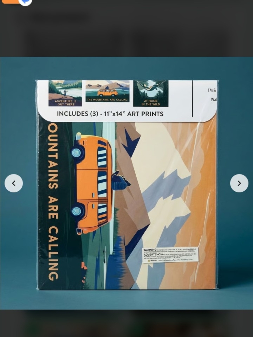 Mountains Are Calling Orange & Teal Wall Art Print Set